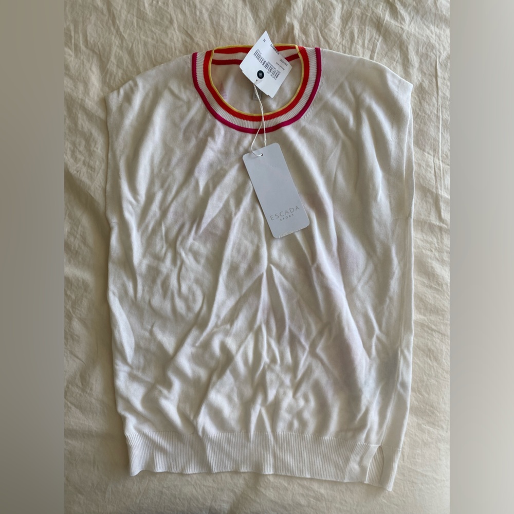 Escada sleeveless top | size XS | color white pink print